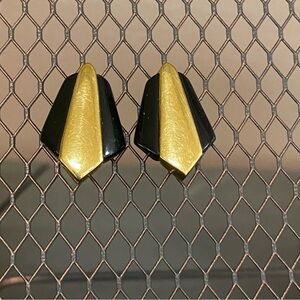 Vintage Damascene earrings Black and Gold
